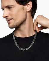 Curb Chain Angular Link Necklace in Titanium, 11.5mm